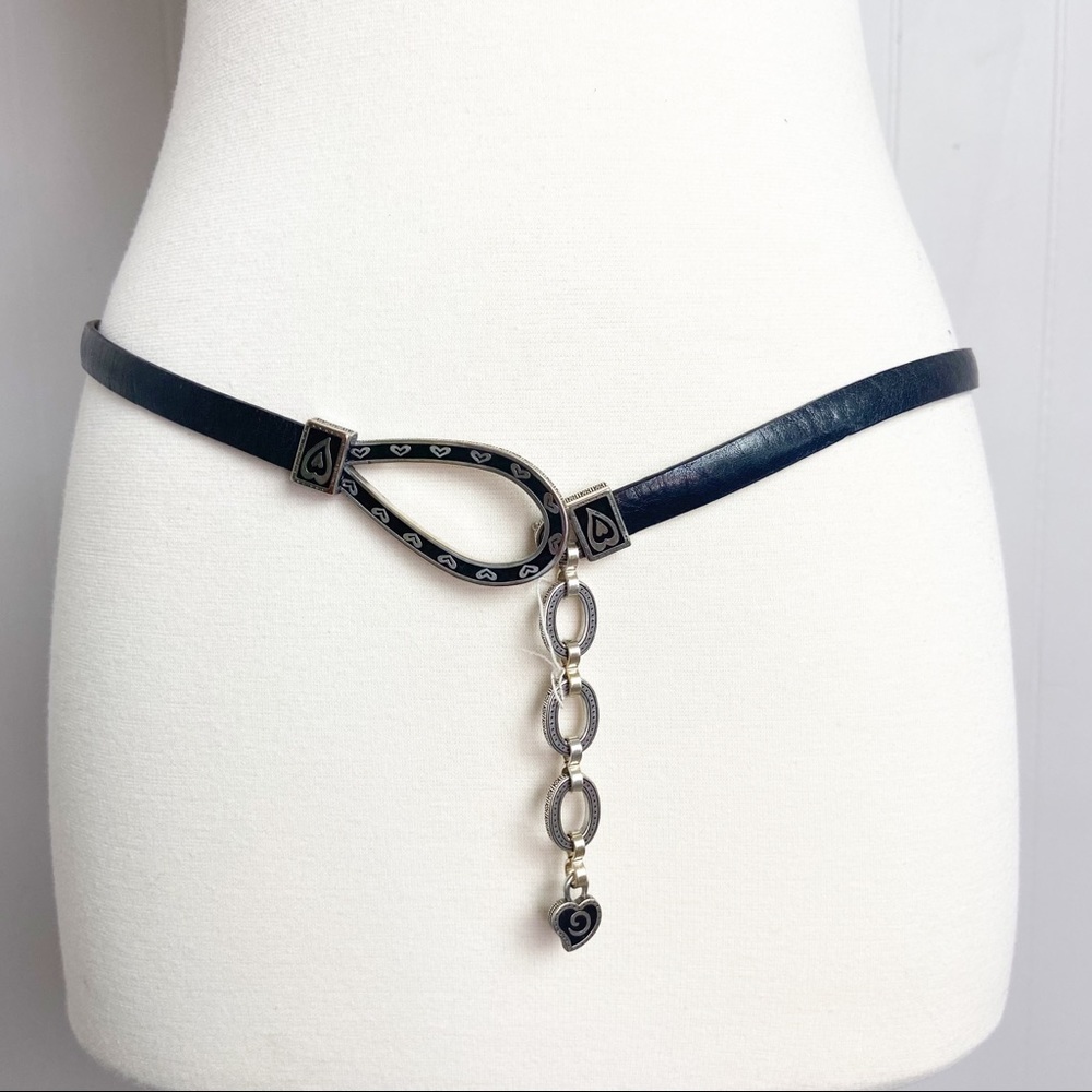 Vintage Brighton Hook Chain Skinny Belt Black Size M B30513
